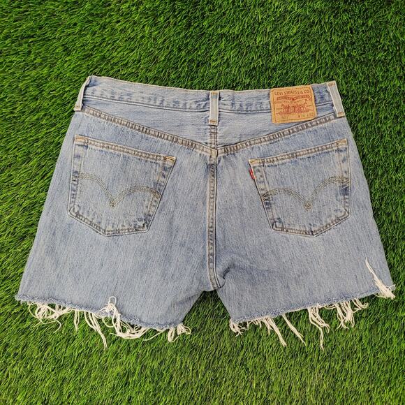 LEVIS Cut-Off Jeans Shorts Womens 14 34x5 High-Waist Jorts - Picture 4 of 13